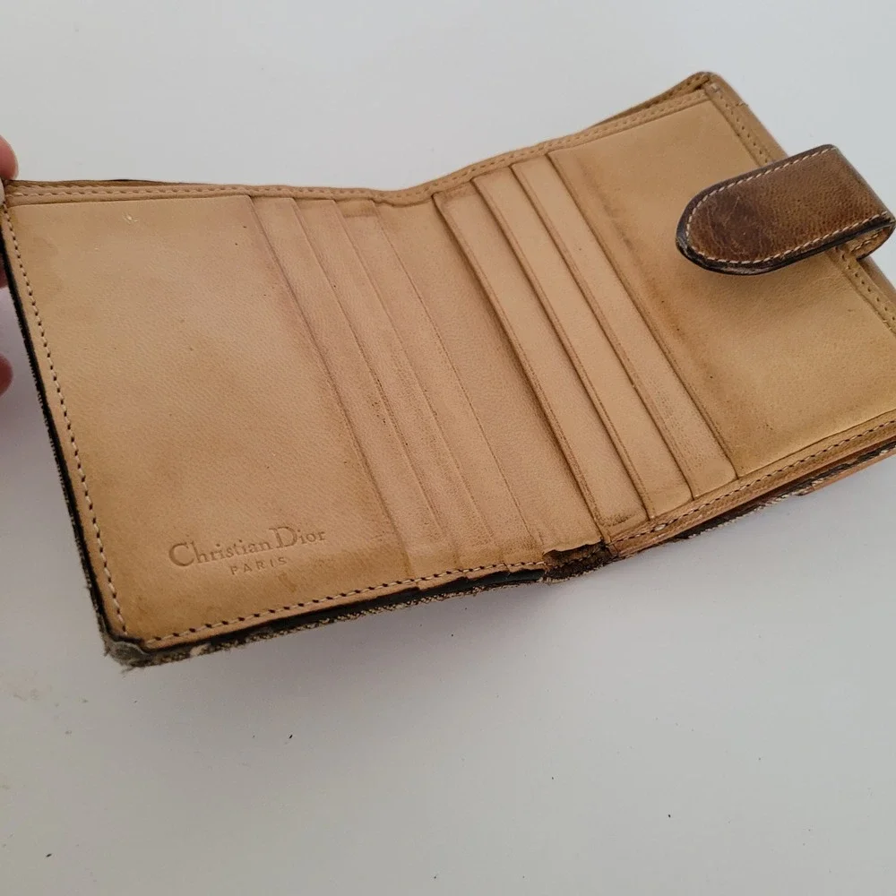 Christian Dior Vintage Trotter Monogram Canvas Compact Wallet Brown MC 0024